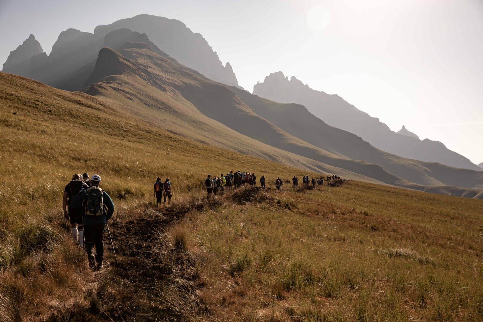 The Just Challenge trekkers in the Drakensberg National Park